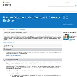 How to Disable Active Content in Internet Explorer