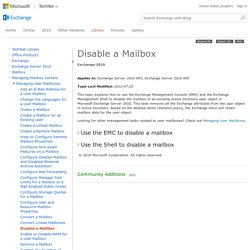 Disable a Mailbox: Exchange 2010 Help