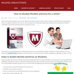 How To Disable McAfee Antivirus for a while? (Disable Mcafee)