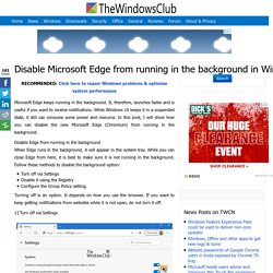Disable Microsoft Edge from running in the background in Windows 10