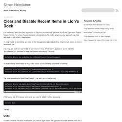 Clear and Disable Recent Items in Lion's Dock - Simon Heimlicher