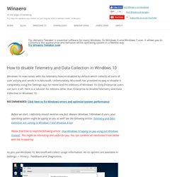 How to disable Telemetry and Data Collection in Windows 10