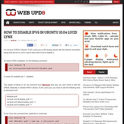 How To Disable IPv6 In Ubuntu 10.04 Lucid Lynx