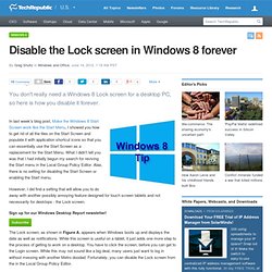 Disable the Lock screen in Windows 8 forever