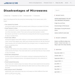 Disadvantages of Microwaves - Dream Care India