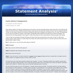Casey Anthony Trial - Caylee Anthony's Disappearance - Statement Analysis®