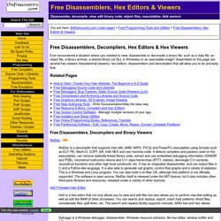 Free Disassemblers, Decompilers, Hexadecimal viewers, Hex editors