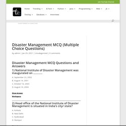 Disaster Management MCQ (Multiple Choice Questions)