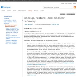 Backup, restore, and disaster recovery: Exchange 2013 Help