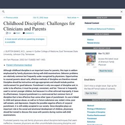 Childhood Discipline: Challenges for Clinicians and Parents