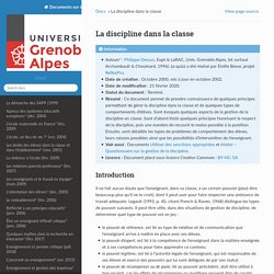 La discipline dans la classe — Docs Education Univ. Grenoble Alpes