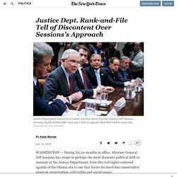 10/19: Justice Dept. Discontent Over Sessions’s Approach