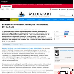 Le discours de Noam Chomsky le 30 novembre 2016 à Paris