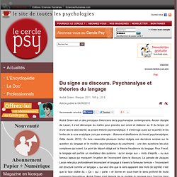 Du signe au discours. Psychanalyse et théories du langage - Aristide Fruguière, article Psychologie