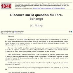 Discours sur la question du libre-échange - K. Marx (1848)