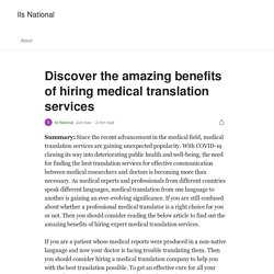 Discover the amazing benefits of hiring medical translation services