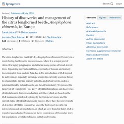 JOURNAL OF PEST SCIENCE 09/07/18 History of discoveries and management of the citrus longhorned beetle, Anoplophora chinensis, in Europe