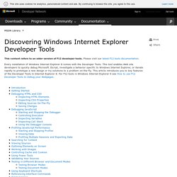 Discovering Windows Internet Explorer Developer Tools (Internet Explorer)