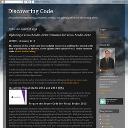 Discovering Code: Updating a Visual Studio 2010 Extension for Visual Studio 2012