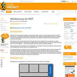 WS-Discovery for WCF. Free source code and programming help