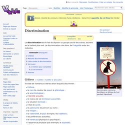 Discrimination - Vikidia, l’encyclopédie des 8-13 ans
