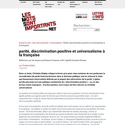 Parité, discrimination positive et universalisme à la française