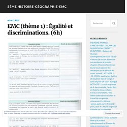 EMC (thème 1) : Égalité et discriminations. (6h) – 5ème Histoire-Géographie-EMC