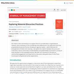 Exploring Material-Discursive Practices - Orlikowski - 2014 - Journal of Management Studies