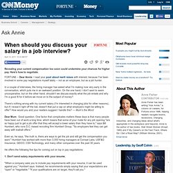When should you discuss your salary in a job interview? - Ask Annie
