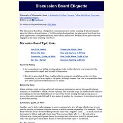 Discussion Board Etiquette
