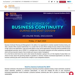 Online Panel Discussion on The Science of Business Continuity during and post Covid-19 - RACE