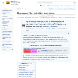 Discussion:Discrimination systémique