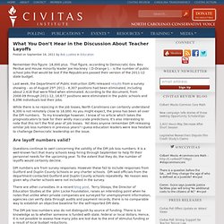 What You Don’t Hear in the Discussion About Teacher Layoffs - Civitas Institute