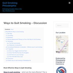 Ways to Quit Smoking - Discussion - Quit Smoking Philadelphia