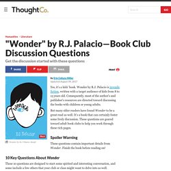 Book Club Discussion Questions for "Wonder" by R.J. Palacio
