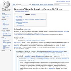 Discussion Wikipédia:Exercices/Course wikipédienne