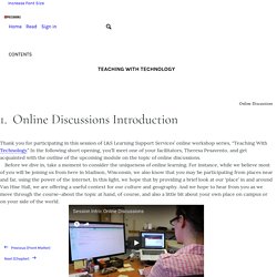 Online Discussions Introduction – Teaching with Technology