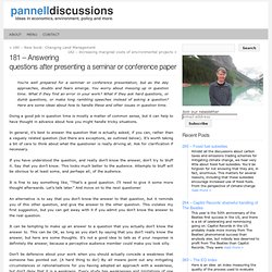 Pannell Discussions » 181 – Answering questions after presenting a seminar or conference paper