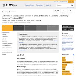 PLOS 27/07/11 A Review of Exotic Animal Disease in Great Britain and in Scotland Specifically between 1938 and 2007