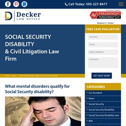 What mental disorders qualify for Social Security disability?