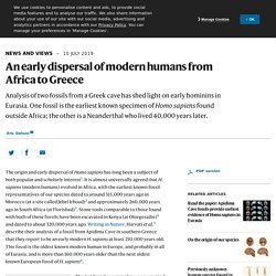 An early dispersal of modern humans from Africa to Greece