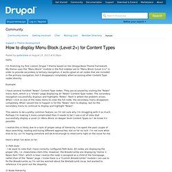 How to display Menu Block (Level 2+) for Content Types