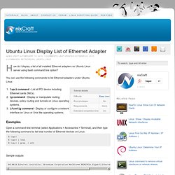 Ubuntu Linux Display List of Ethernet Adapter