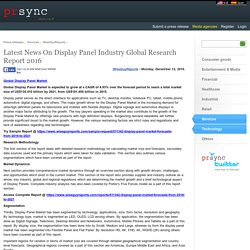 Latest News On Display Panel Industry Global Research Report 2016