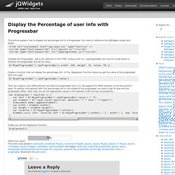 Display the Percentage of user info with jQuery Progressbar