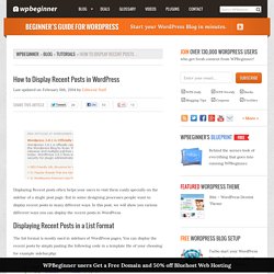 How to Display Recent Posts in WordPress