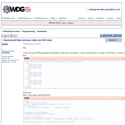 Displaying MYSQL database table into PHP table - HTMLHelp Forums