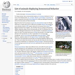 List of animals displaying homosexual behavior - Wikipedia, the