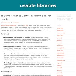 *To Bento or Not to Bento – Displaying search results