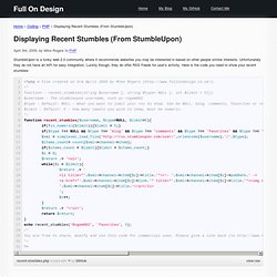 Displaying Recent Stumbles (From StumbleUpon) - Full On Design